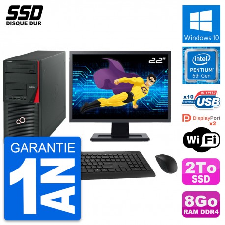 PC Tour Fujitsu Celsius W550n MT Ecran 22" G4400 RAM 8Go SSD 2To Windows 10 Wifi