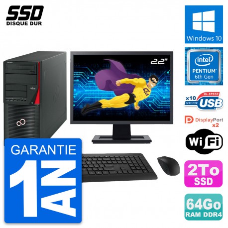 PC Tour Fujitsu Celsius W550n Ecran 22" G4400 RAM 64Go SSD 2To Windows 10 Wifi