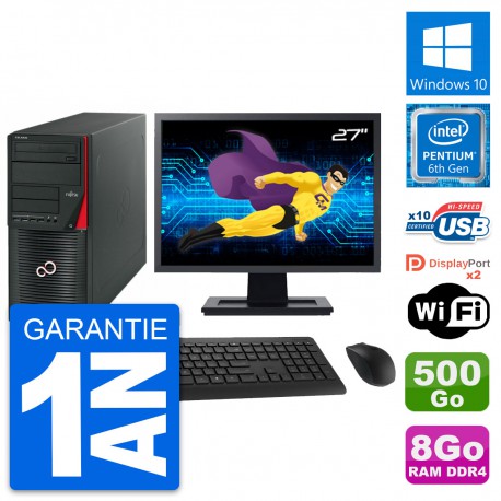 PC Tour Fujitsu W550n Ecran 27" Intel G4400 RAM 8Go Disque 500Go Windows 10 Wifi