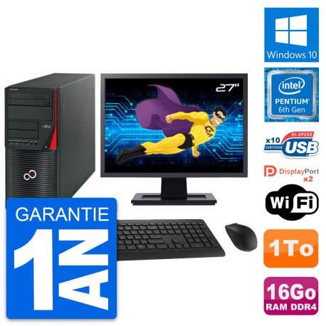 PC Tour Fujitsu W550n Ecran 27" Intel G4400 RAM 16Go Disque 1To Windows 10 Wifi