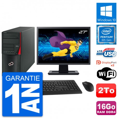 PC Tour Fujitsu W550n Ecran 27" Intel G4400 RAM 16Go Disque 2To Windows 10 Wifi