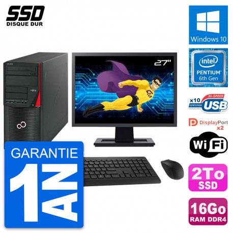 PC Tour Fujitsu Celsius W550n Ecran 27" G4400 RAM 16Go SSD 2To Windows 10 Wifi