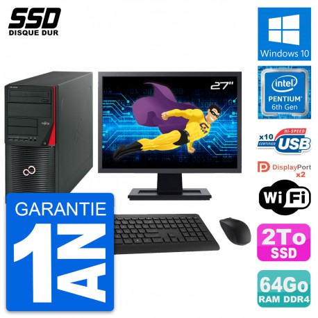 PC Tour Fujitsu Celsius W550n Ecran 27" G4400 RAM 64Go SSD 2To Windows 10 Wifi