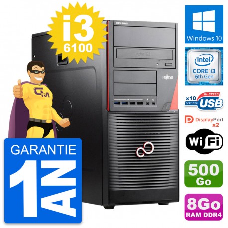 PC Tour Fujitsu Celsius W550n Intel i3-6100 RAM 8Go Disque 500Go Windows 10 Wifi