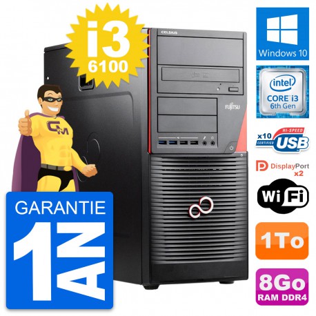 PC Tour Fujitsu Celsius W550n MT Core i3-6100 RAM 8Go Disque 1To Windows 10 Wifi
