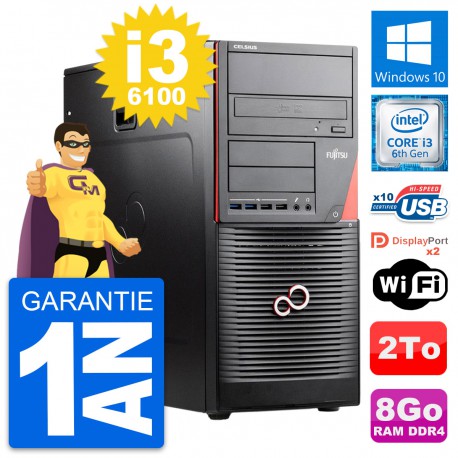 PC Tour Fujitsu Celsius W550n MT Core i3-6100 RAM 8Go Disque 2To Windows 10 Wifi