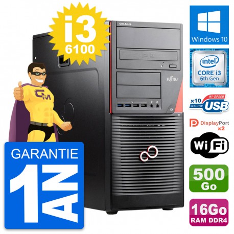 PC Tour Fujitsu Celsius W550n MT i3-6100 RAM 16Go Disque 500Go Windows 10 Wifi