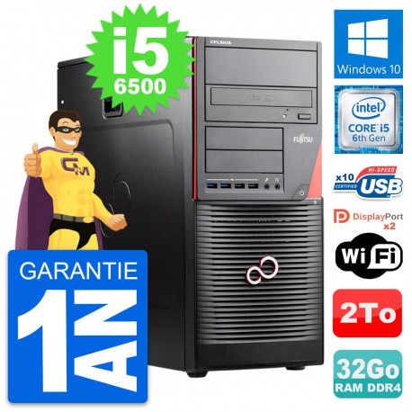 PC Tour Fujitsu Celsius W550n MT i5-6500 RAM 32Go Disque Dur 2To Windows 10 Wifi