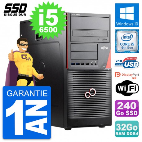 PC Tour Fujitsu Celsius W550n MT Core i5-6500 RAM 32Go SSD 240Go Windows 10 Wifi