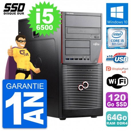 PC Tour Fujitsu Celsius W550n MT Core i5-6500 RAM 64Go SSD 120Go Windows 10 Wifi
