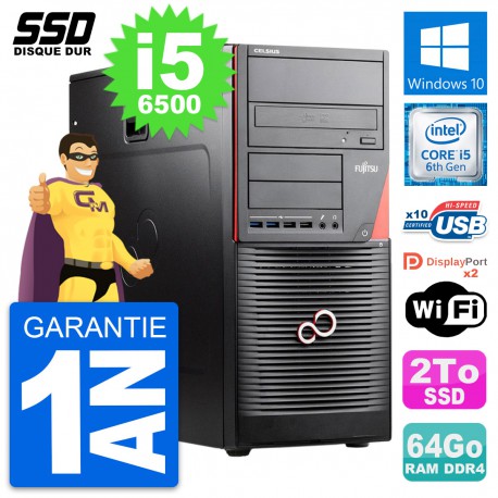 PC Tour Fujitsu Celsius W550n MT Intel i5-6500 RAM 64Go SSD 2To Windows 10 Wifi