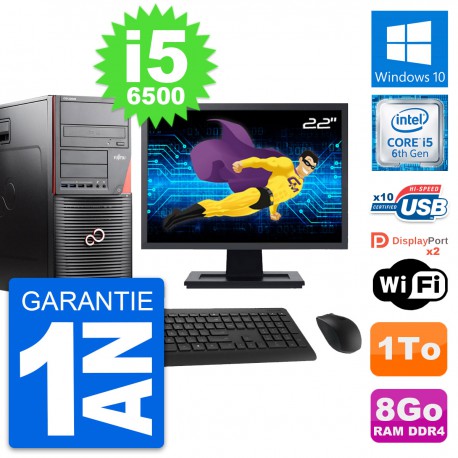 PC Tour Fujitsu W550n Ecran 22" Intel i5-6500 RAM 8Go Disque 1To Windows 10 Wifi