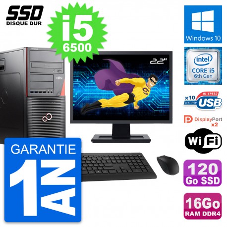 PC Tour Fujitsu W550n Ecran 22" Intel i5-6500 RAM 16Go SSD 120Go Windows 10 Wifi