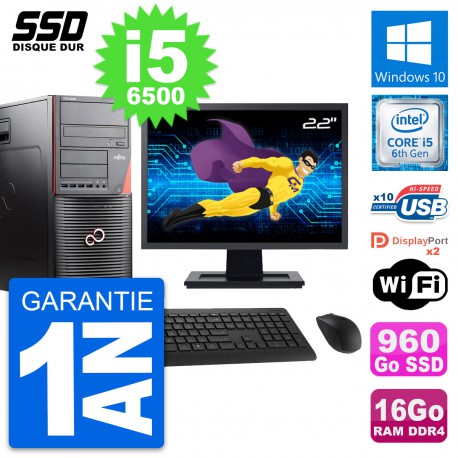 PC Tour Fujitsu W550n Ecran 22" Intel i5-6500 RAM 16Go SSD 960Go Windows 10 Wifi
