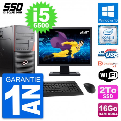 PC Tour Fujitsu Celsius W550n Ecran 22" i5-6500 RAM 16Go SSD 2To Windows 10 Wifi