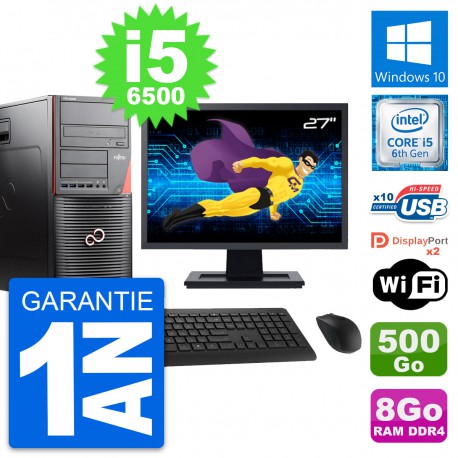 PC Tour Fujitsu W550n Ecran 27" i5-6500 RAM 8Go Disque Dur 500Go Windows 10 Wifi