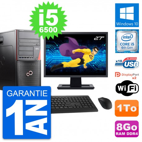 PC Tour Fujitsu W550n Ecran 27" Intel i5-6500 RAM 8Go Disque 1To Windows 10 Wifi