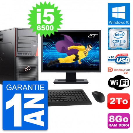 PC Tour Fujitsu W550n Ecran 27" Intel i5-6500 RAM 8Go Disque 2To Windows 10 Wifi