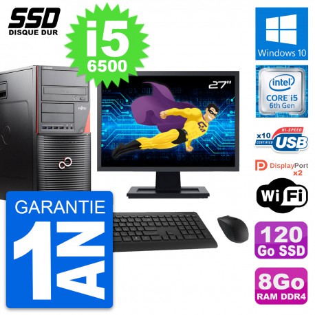 PC Tour Fujitsu W550n Ecran 27" Intel i5-6500 RAM 8Go SSD 120Go Windows 10 Wifi