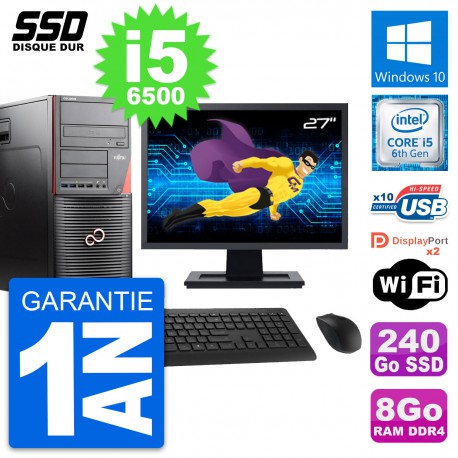 PC Tour Fujitsu W550n Ecran 27" Intel i5-6500 RAM 8Go SSD 240Go Windows 10 Wifi