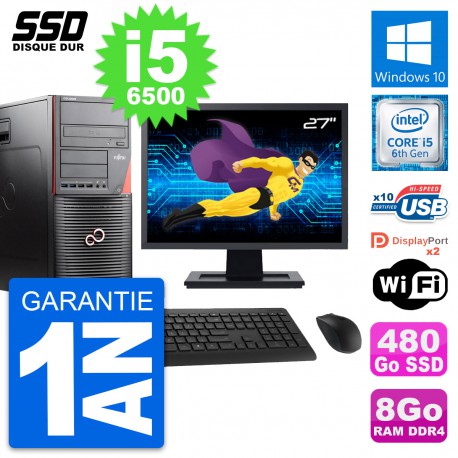 PC Tour Fujitsu W550n Ecran 27" Intel i5-6500 RAM 8Go SSD 480Go Windows 10 Wifi
