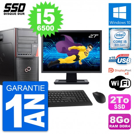 PC Tour Fujitsu W550n MT Ecran 27" Intel i5-6500 RAM 8Go SSD 2To Windows 10 Wifi