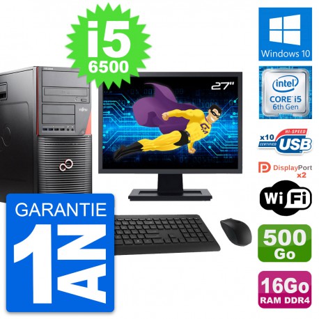PC Tour Fujitsu W550n MT Ecran 27" i5-6500 RAM 16Go Disque 500Go Windows 10 Wifi