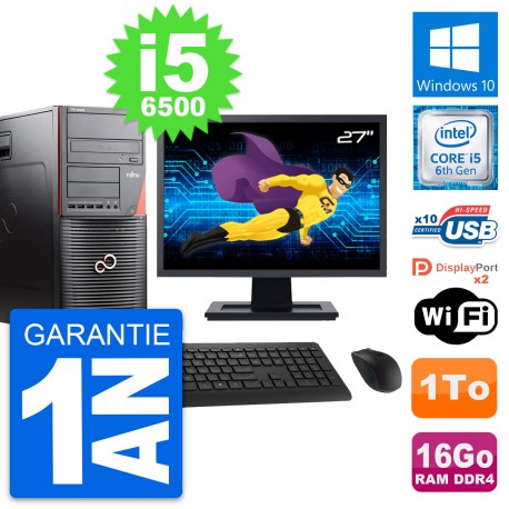 PC Tour Fujitsu W550n Ecran 27" Core i5-6500 RAM 16Go Disque 1To Windows 10 Wifi
