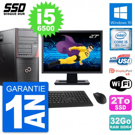 PC Tour Fujitsu Celsius W550n Ecran 27" i5-6500 RAM 32Go SSD 2To Windows 10 Wifi