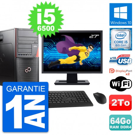 PC Tour Fujitsu W550n Ecran 27" Core i5-6500 RAM 64Go Disque 2To Windows 10 Wifi