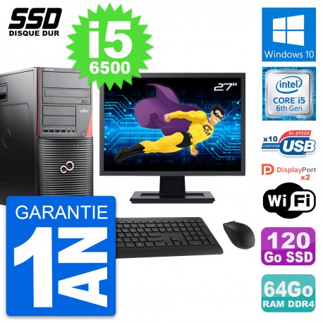 PC Tour Fujitsu W550n Ecran 27" Intel i5-6500 RAM 64Go SSD 120Go Windows 10 Wifi