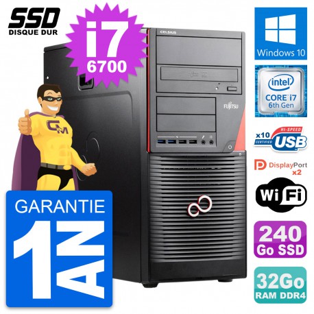 PC Tour Fujitsu Celsius W550n MT Core i7-6700 RAM 32Go SSD 240Go Windows 10 Wifi