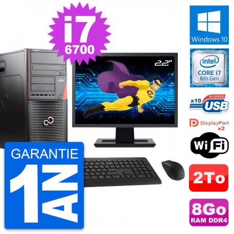 PC Tour Fujitsu W550n Ecran 22" Intel i7-6700 RAM 8Go Disque 2To Windows 10 Wifi