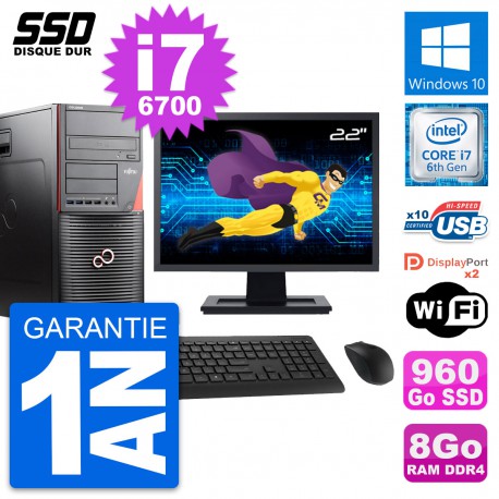 PC Tour Fujitsu W550n Ecran 22" Intel i7-6700 RAM 8Go SSD 960Go Windows 10 Wifi
