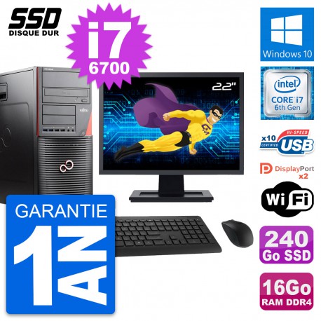 PC Tour Fujitsu W550n Ecran 22" Intel i7-6700 RAM 16Go SSD 240Go Windows 10 Wifi