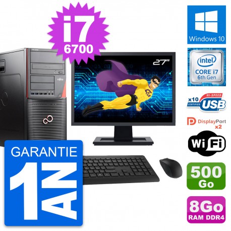 PC Tour Fujitsu W550n Ecran 27" i7-6700 RAM 8Go Disque Dur 500Go Windows 10 Wifi