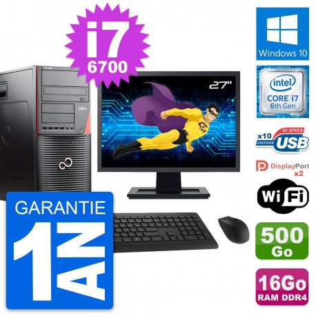 PC Tour Fujitsu W550n MT Ecran 27" i7-6700 RAM 16Go Disque 500Go Windows 10 Wifi