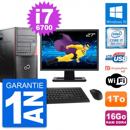 PC Tour Fujitsu W550n Ecran 27" Core i7-6700 RAM 16Go Disque 1To Windows 10 Wifi