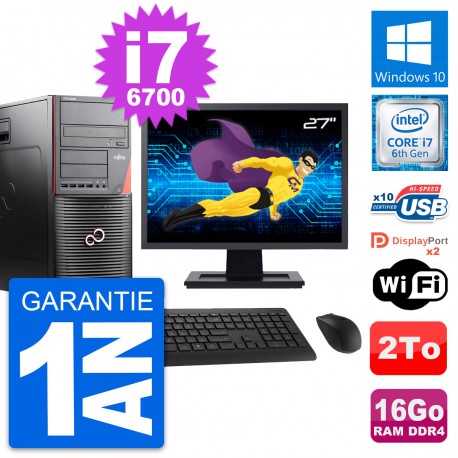 PC Tour Fujitsu W550n Ecran 27" Core i7-6700 RAM 16Go Disque 2To Windows 10 Wifi