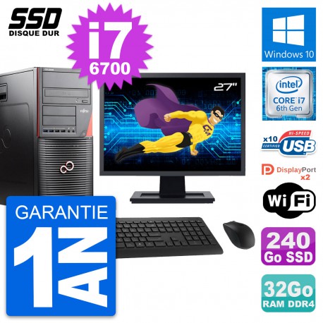 PC Tour Fujitsu W550n Ecran 27" Intel i7-6700 RAM 32Go SSD 240Go Windows 10 Wifi