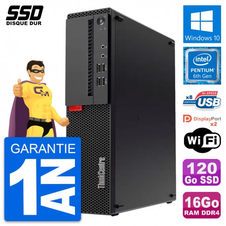 PC Lenovo ThinkCentre M910s SFF Pentium G4400 RAM 16Go SSD 120Go Windows 10 Wifi