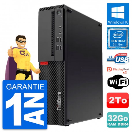 PC Lenovo ThinkCentre M910s SFF Intel G4400 RAM 32Go Disque 2To Windows 10 Wifi