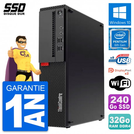 PC Lenovo ThinkCentre M910s SFF Pentium G4400 RAM 32Go SSD 240Go Windows 10 Wifi