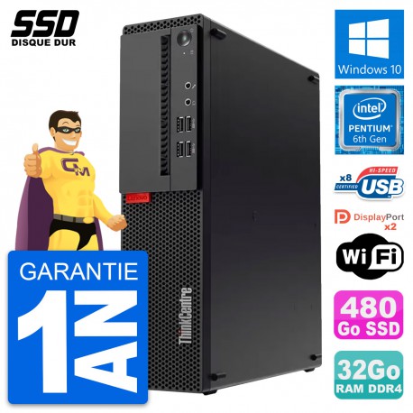 PC Lenovo ThinkCentre M910s SFF Pentium G4400 RAM 32Go SSD 480Go Windows 10 Wifi