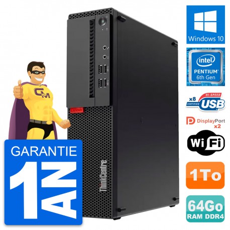 PC Lenovo ThinkCentre M910s SFF Intel G4400 RAM 64Go Disque 1To Windows 10 Wifi