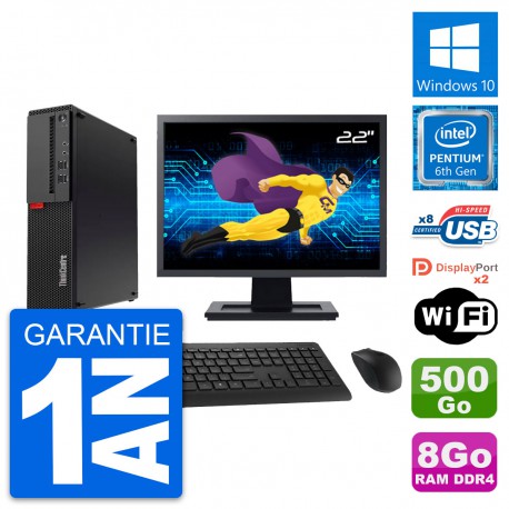 PC Lenovo M910s SFF Ecran 22" Pentium G4400 RAM 8Go Disque 500Go Windows 10 Wifi