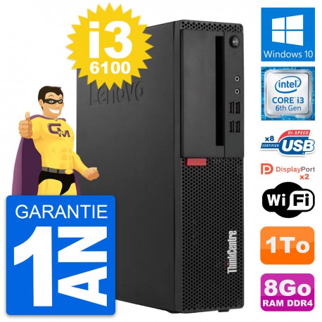 PC Lenovo ThinkCentre M910s SFF Intel i3-6100 RAM 8Go Disque 1To Windows 10 Wifi