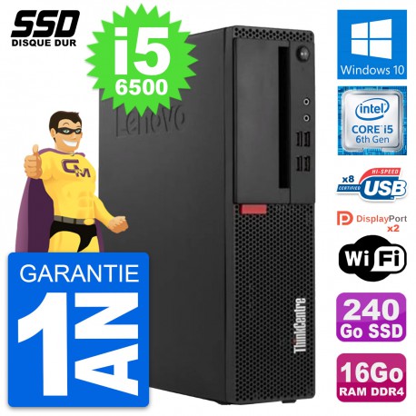 PC Lenovo ThinkCentre M910s SFF Intel i5-6500 RAM 16Go SSD 240Go Windows 10 Wifi
