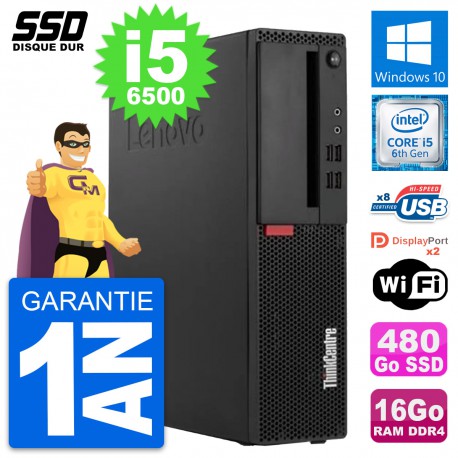 PC Lenovo ThinkCentre M910s SFF Intel i5-6500 RAM 16Go SSD 480Go Windows 10 Wifi