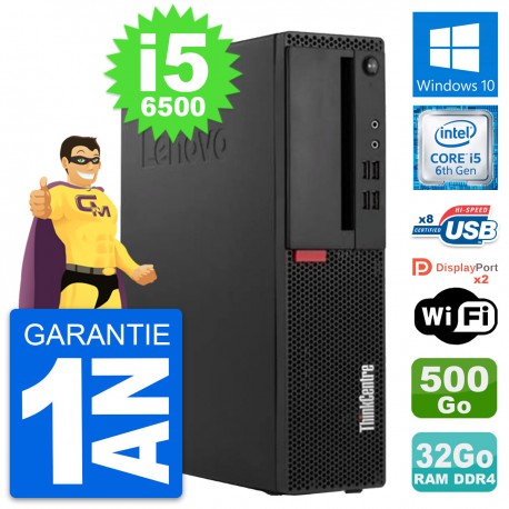 PC Lenovo ThinkCentre M910s SFF i5-6500 RAM 32Go Disque 500Go Windows 10 Wifi